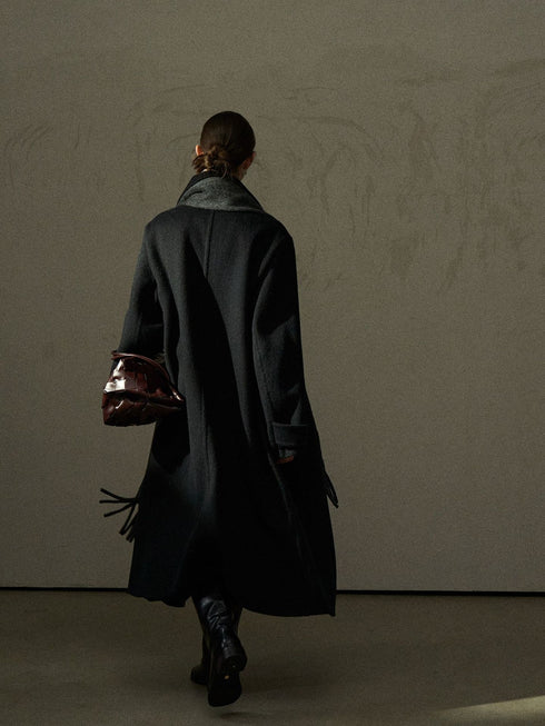 Still Long Double-Breasted Wool Coat